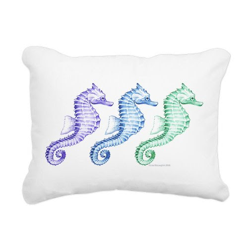 seahorse spectrum Rectangular Canvas Pillow - Natural On Sale