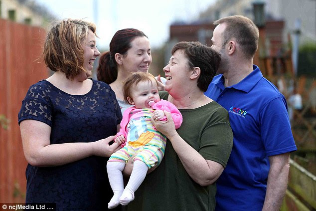  Sonia Burton, pictured with her family, was 'dead' for 56 minutes following her heart attack at the bingo hall