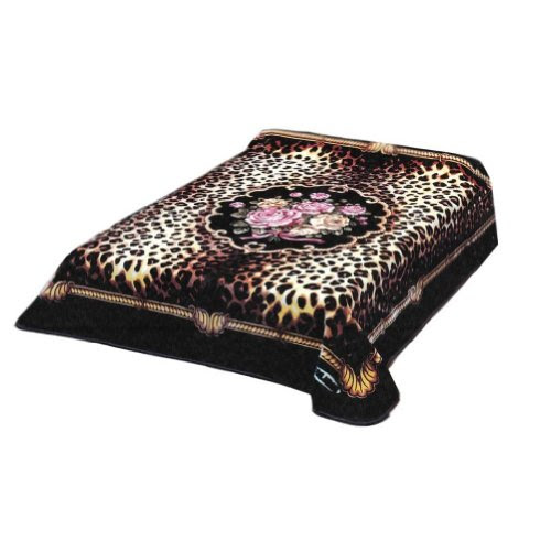 New Solaron King Size Flower Leopard Skin Korean Mink Blanket