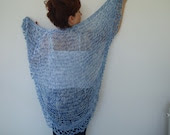 Blue knits  knitting Triangle  Shawl sustainable fashion - designbySEMY