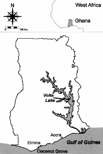 map of ghana west africa. Fig.1 : Map of Ghana showing