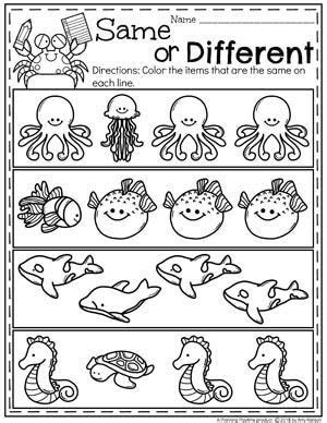 Find tracing worksheets, letter mazes, & more. ocean worksheets for preschool same or different preschool