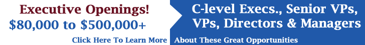 Executive Openings! $80,000 to $500,000+