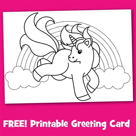  free printable unicorn greeting card to color make breaks