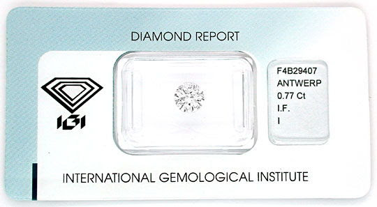 Originalfoto BRILLIANT 0,77ct LUPENREIN IGI PERFEKTER SCHLIFF JUWEL!