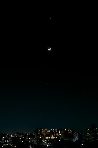 金星・月・木星 がきれいに並んだ日