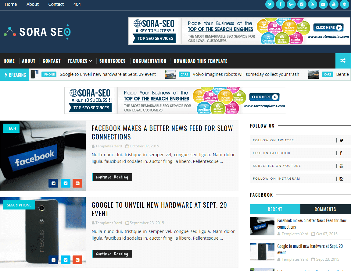 Sora Seo Blogger Template