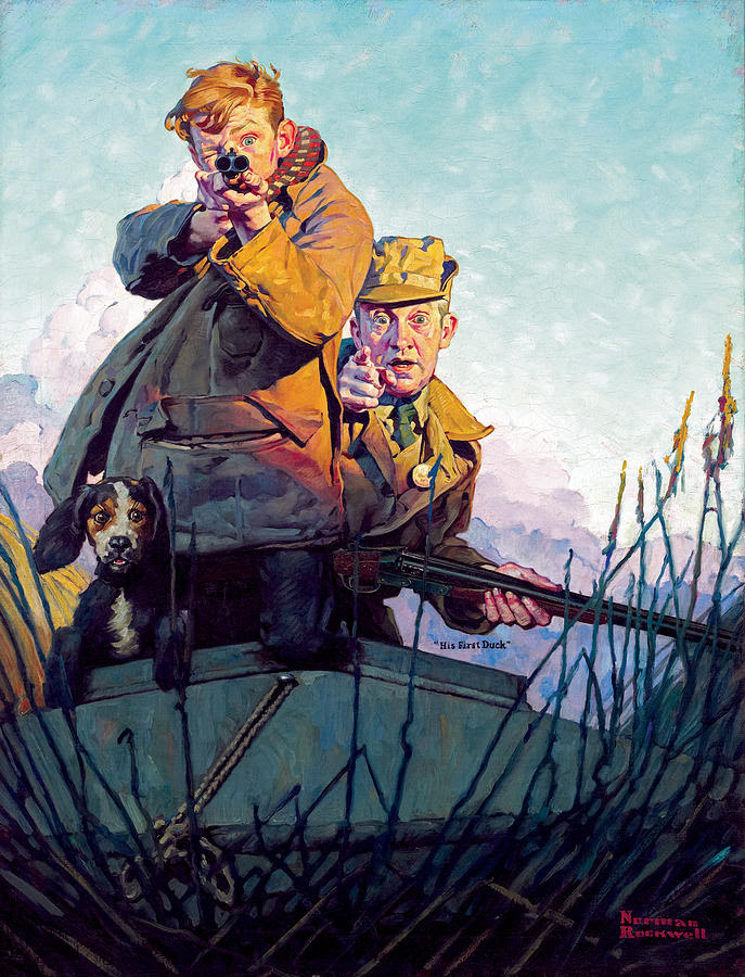 His First Duck by Norman Rockwell