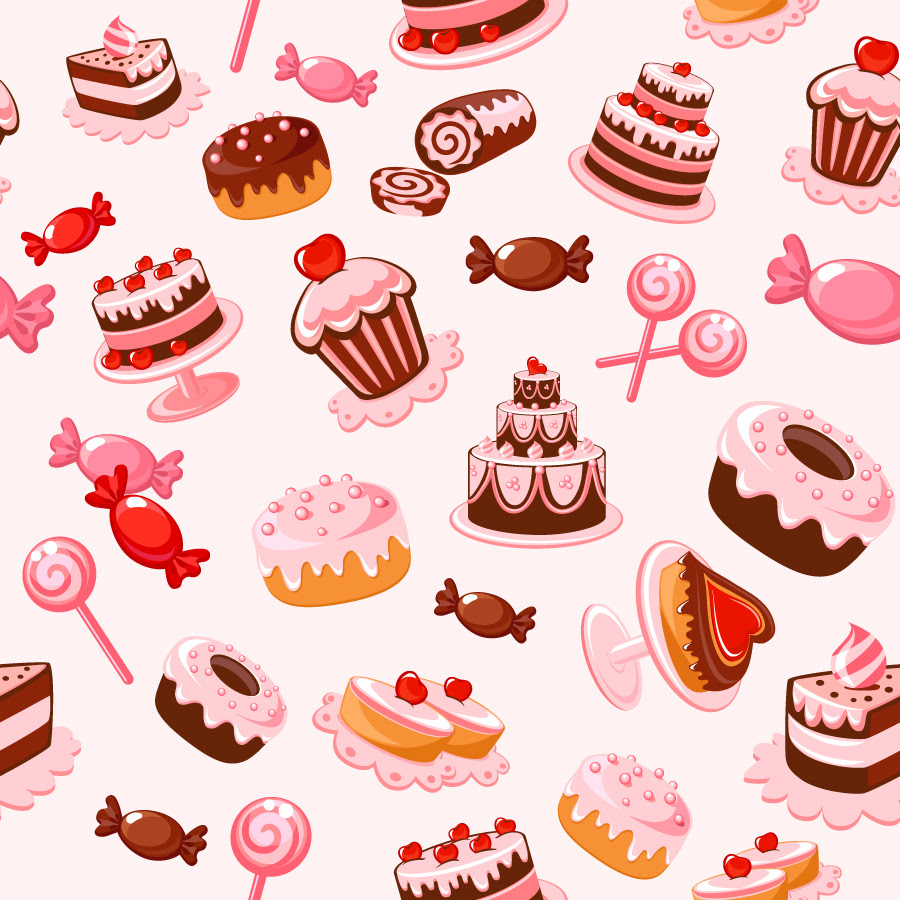 素材 お菓子の背景 Cartoon Dessert Background イラスト素材