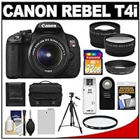 Canon EOS Rebel T4i Digital SLR Camera Body & EF-S 18-55mm IS II Lens with 32GB Card + Battery + Case + Tripod + Filter + Remote + Telephoto & Wide-Angle Lenses + Accessory Kit