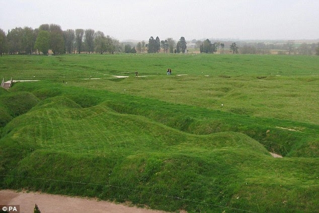 Today: A general view of a trench system in Newfoundland park at Beaumont-Hamel on the Somme, France