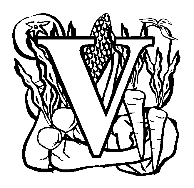 www.preschoolcoloringbook.com / Alphabet/ Fruit & Vegetable Alphabet Coloring Page