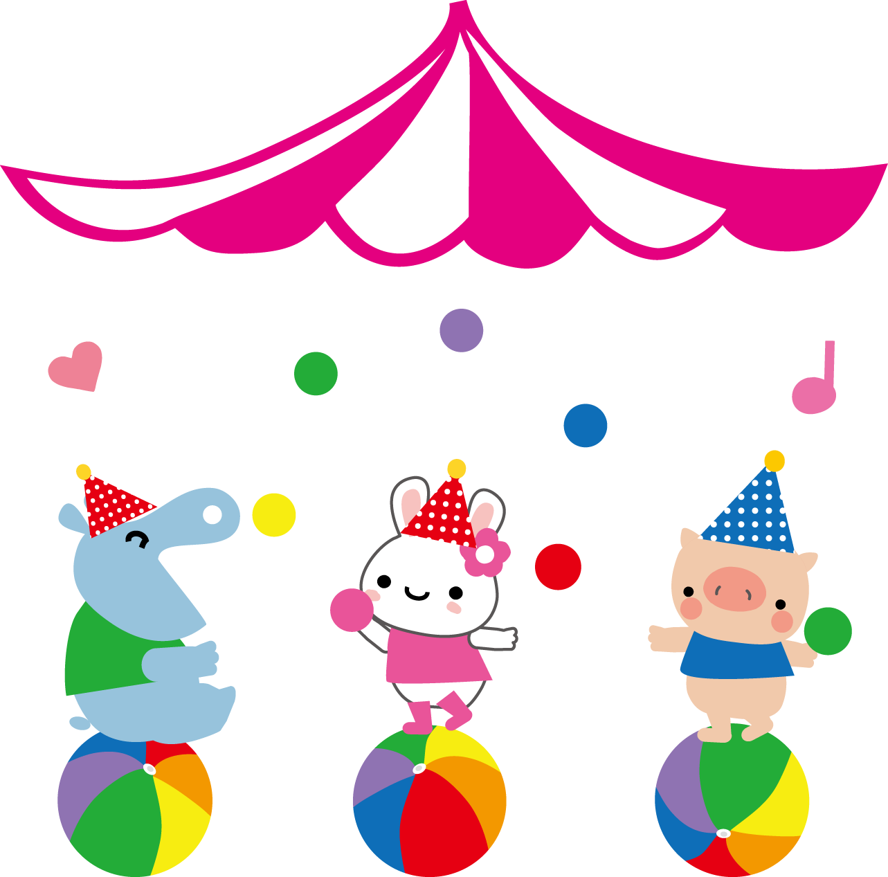 動物たちのサーカスのイラスト 無料イラスト素材
