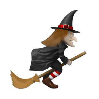 フリー素材 箒にまたがった魔女を描いたイラストアイコン ハロウィンのデザインに