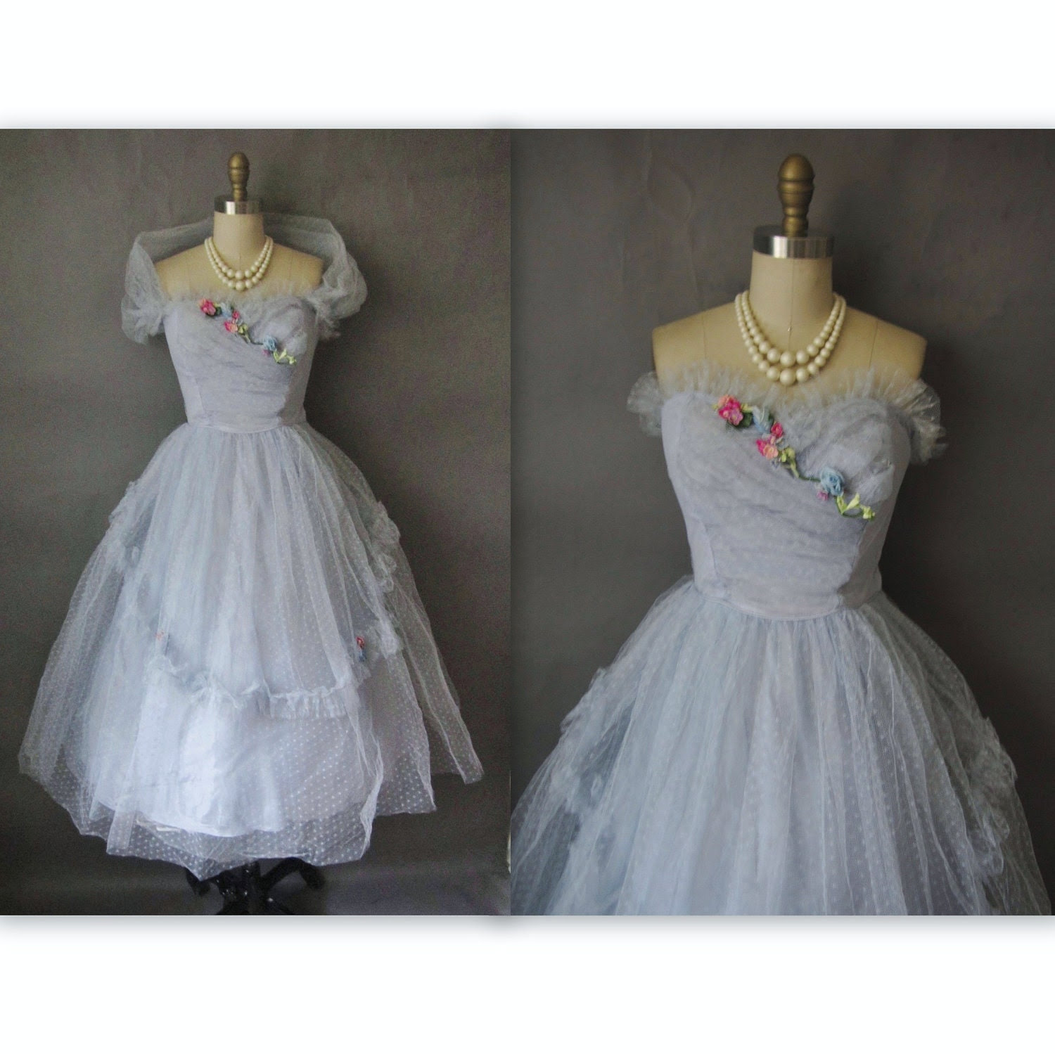 vintage 50's blue wedding dress