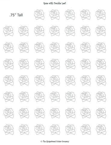 Rose with Double Leaf Royal Icing Transfer Template