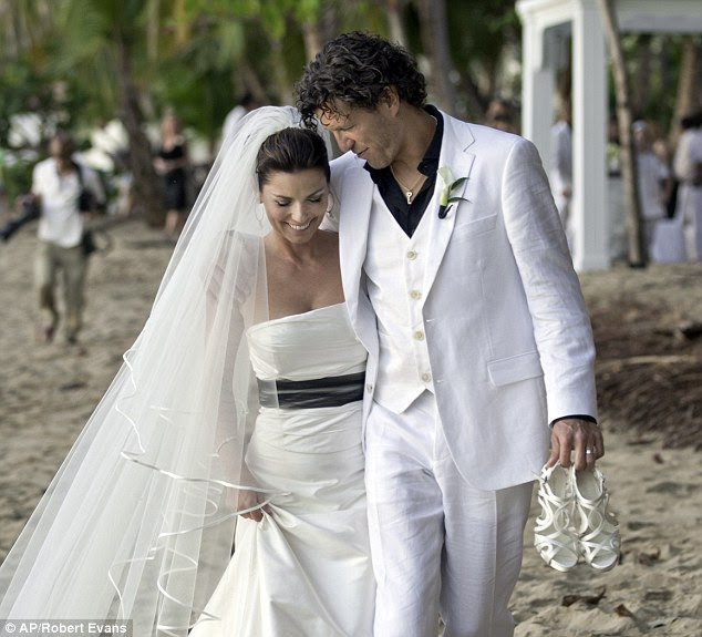 Happy couple: Shania Twain and Frédéric Thiébaud on their wedding day in Rincon, Puerto Rico 