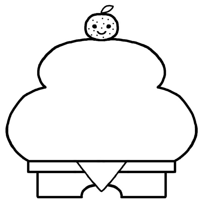 鏡餅 白黒 お正月 冬 枠 ふきだし 無料イラスト素材