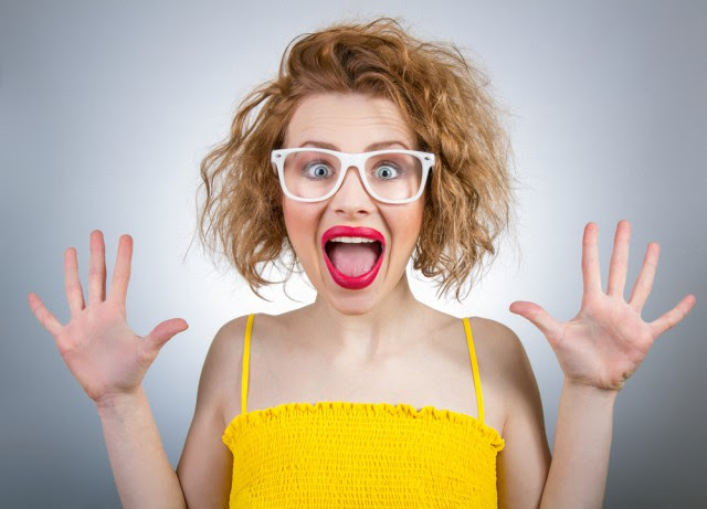 Excited woman lady