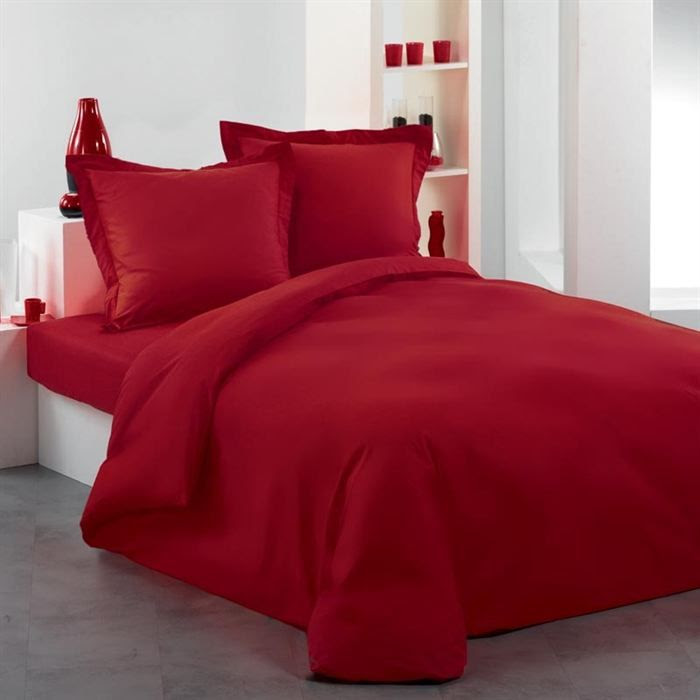 Housse de couette 260x240 LIT UNI rouge - Achat / Vente ...