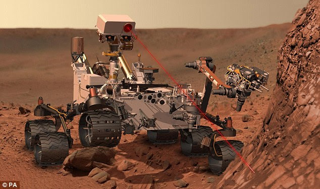 Nasa's Curiosity Rover, seen above in an artists impression, has a top speed of just 0.08mph as it needs to avoid obstacles but it is hoped that future rovers will be able to negotiate the Martian surface at higher speeds