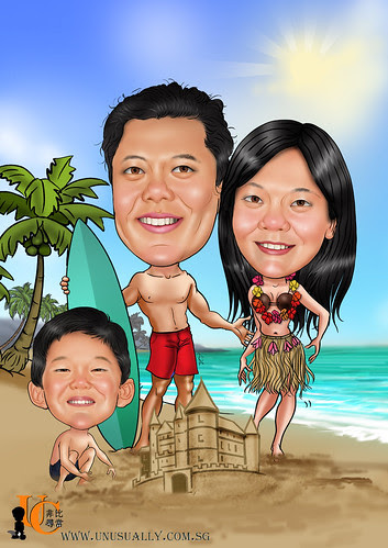 FULLY CUSTOMIZED CARICATURE DRAWING - WWW.UNUSUALLY.COM.SG