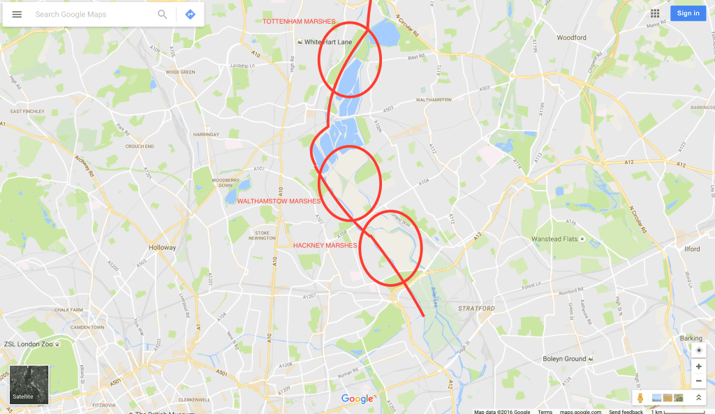 Map of route areas