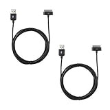 KHOMO: Extra Long USB Sync Cable Cord Charger for Apple iPhone, iPad 2, iPod Touch, Nano (Black, 2 pcs, 6ft)