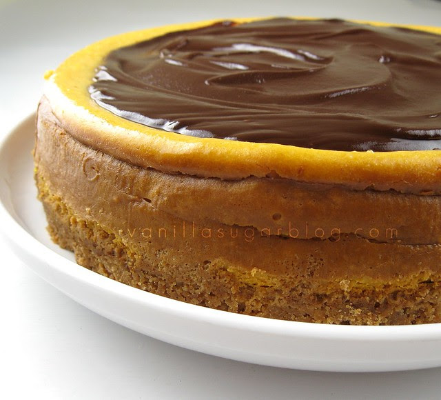 pumpkin cheesecake with chocolate-nutella ganache