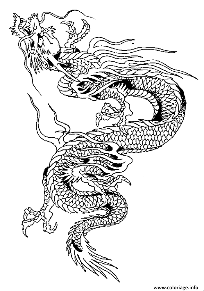 Coloriage dragon chinois  JeColorie.com