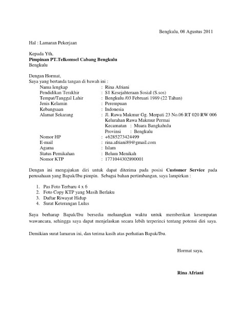 contoh surat lamaran kerja pdf