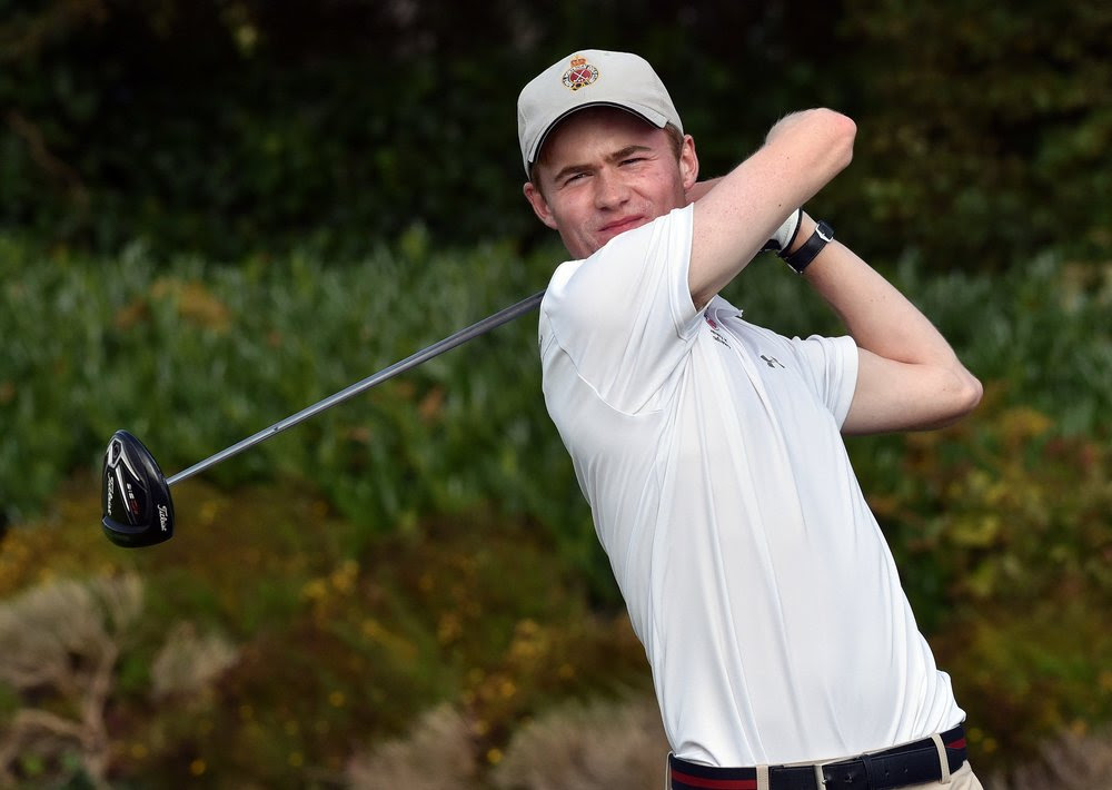 Peter Kerr (Royal Portrush) driving at the 6th tee during the second day of the AIG 2017 Irish Amateur Close Championship at Galway Golf Club. Picture by Pat Cashman