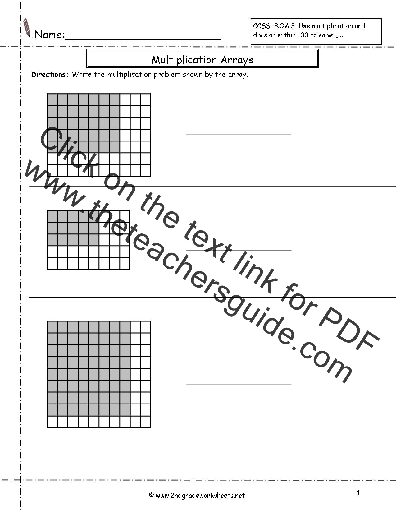 3rd Grade Math Multiplication Arrays Worksheets - common ...