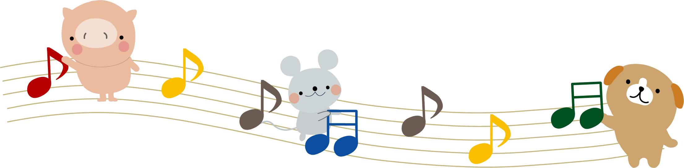動物たちの音符のイラスト2 無料イラスト フリー素材
