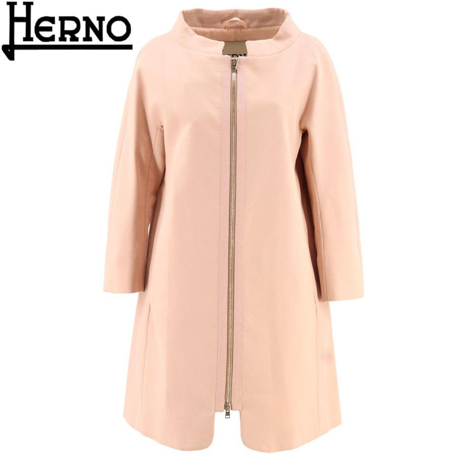 ラグラグマーケット ノーカラーコート レディース Herno ヘルノ コットン 41 ピンク 返品交換不可 8分袖 スタンドカラー コート 41 ピンク 返品交換不可 コットン Gc02d 楽天ランキング1位 の コート