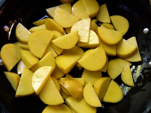 potatoes in a pan