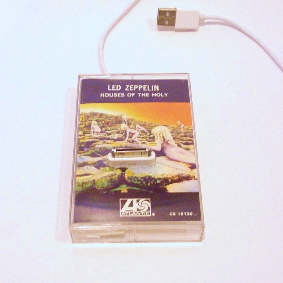Iphone Ipod Cassette Tape Case Charging Dock Led Zeppelin Repurposed