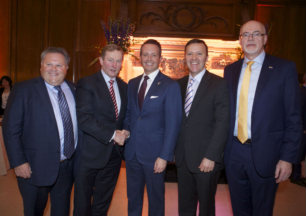 Robert Stewart, Chief Operating Officer of Allergan, An Taoiseach Enda Kenny, Brent Saunders, Chief Executive Officer of Allergan, James Finnigan, Head of Rolex Series Commercial Partnerships at the European Tour and Patrick O’Donnell, Senior Vice President of Global Manufacturing at Allergan