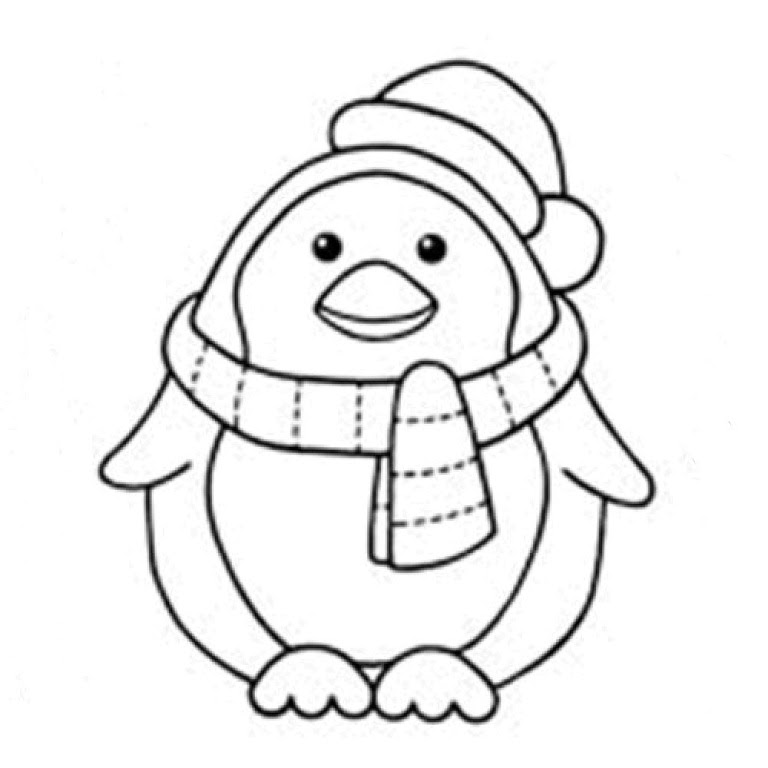Winter Penguin Coloring Page Clip Art Library