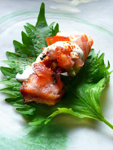 crispy skin salmon shiso wrap