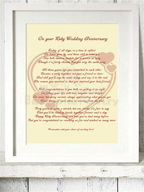 Ruby 40th Wedding Anniversary Personalised by  