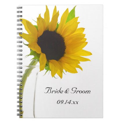 Yellow Sunflower on White Wedding Spiral Notebook