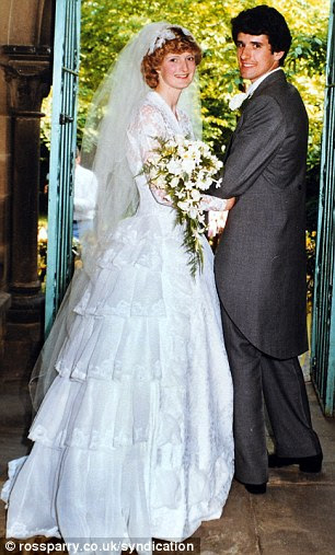 Passed down the generations: Dorothy first wore the dress when she married Peter in 1959, left, and then her daughter Catherine walked down the aisle in it when she married Anthony in 1984