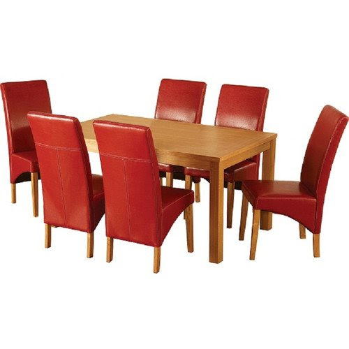 Belgravia Dining Set, Natural Oak Veneer/Rustic Red