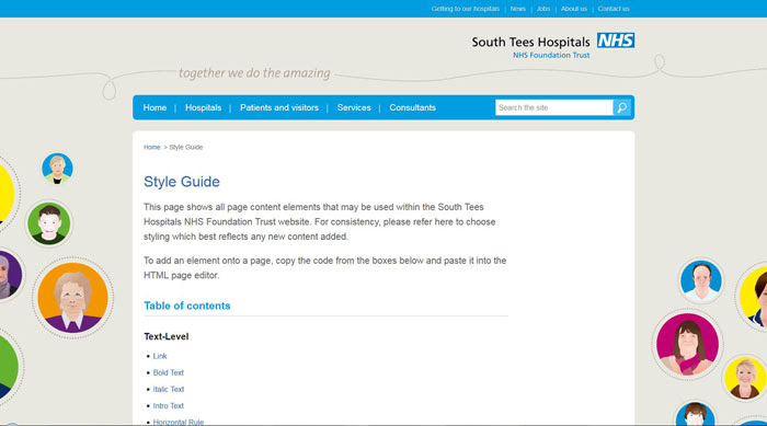 South Tees Hospitals NHS Foundation Trust Front End Style Guide