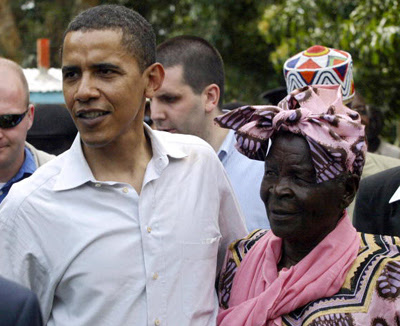 OBAMA WITH HIS STEP-GRANDMOTHER DURING AUG.2006 VISIT TO KENYA