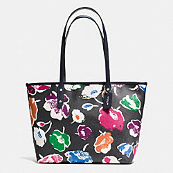 LARGE CITY ZIP TOTE IN WILDFLOWER PRINT COATED CANVAS - COACH f37266 - SILVER/RAINBOW MULTI