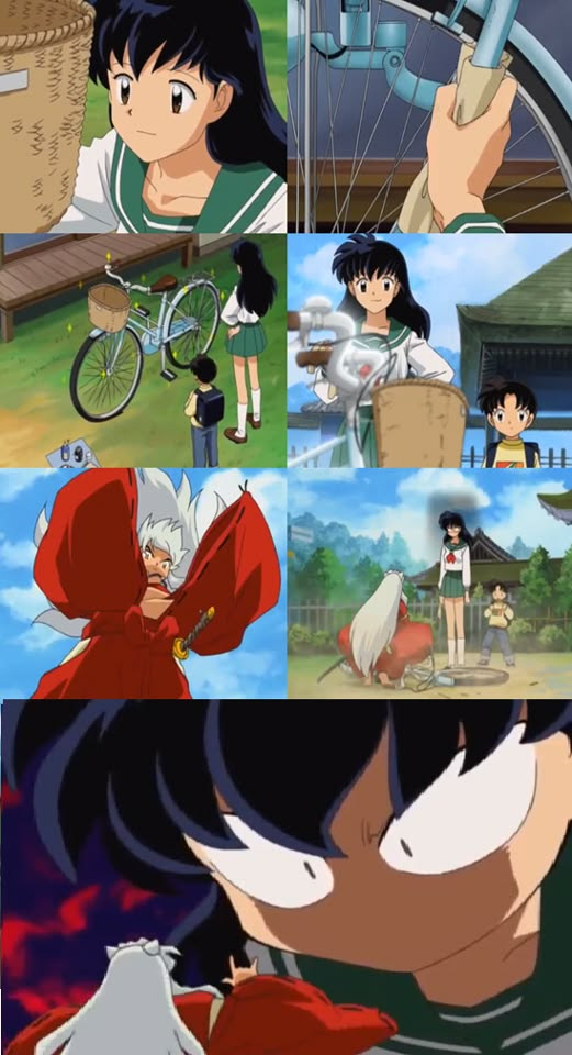 InuYasha stomping on Kagome39;s bike in the moderntime of Tokyo 