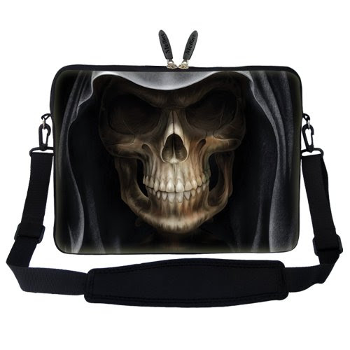 Meffort Inc 15 15.6 inch Neoprene Laptop Sleeve Bag Carrying Case with Hidden Handle and Adjustable Shoulder Strap - Skull Face Design On Sale