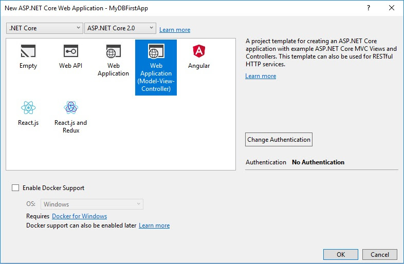 asp.net core ef db first approach